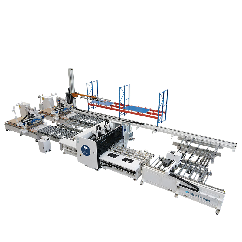 一拖二贴标钻切出产线配智能料仓